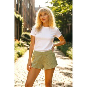 Fox Racing Lounge Shorts Women’s Medium – Soft Speckled Green Moto Style Logo